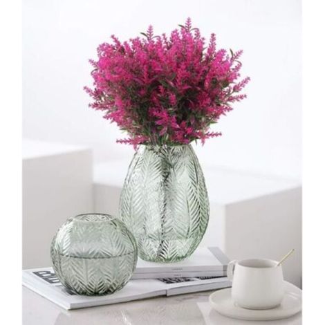 8 fleurs artificielles pour extérieur, plantes décoratives imitation lavande, buissons en plastique résistants, gazon synthétique hivernal, fuchsia artificiel (1/4)