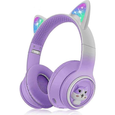 Bluetooth-Kopfhörer für Kinder, faltbare kabellose Kopfhörer mit LED-Licht, Gaming-Headset mit Katzenohren (1/5)