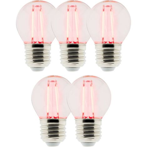 Lot de 5 Ampoules LED Déco filament rouge 3W E27 Sphérique (1/2)