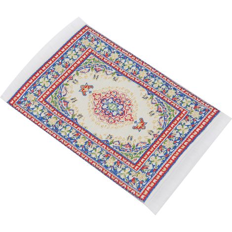 Tapis miniature portable tissé pour maison de poupée à l'échelle 1:12, accessoire de décoration et cadeau pour enfant (1/5)