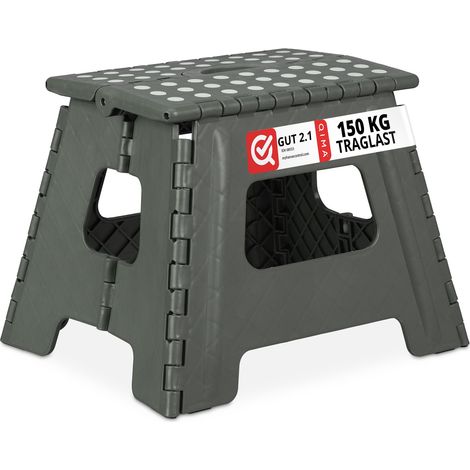 Relaxdays Klapphocker faltbar, 10er Set, Camping Hocker, Kinder Badhocker, bis 150 kg, Kunststoff, HBT 30x37x29 cm, grau