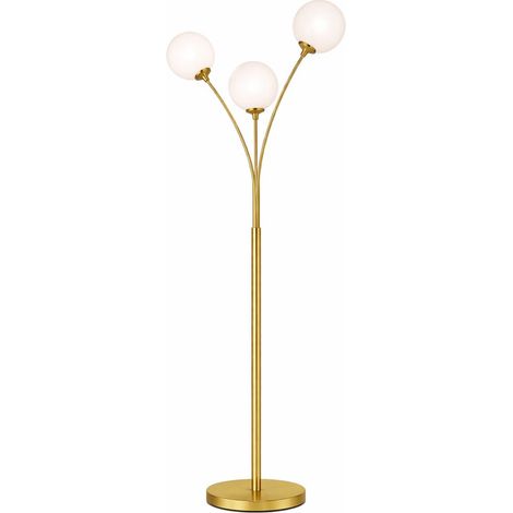 Lampada da Terra Moderna Oro con 3 Sfere in PVC bianco opaco Attacco G9, Piantana Design Elegante per Salotto Camera e Ufficio