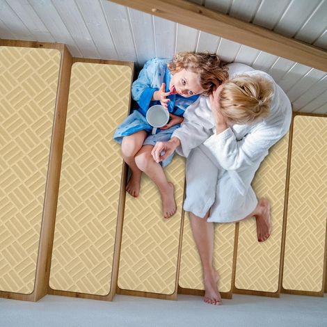 Peldaños antideslizantes para escaleras con adhesivo, aptos para niños, ancianos y bebés, rayas beige, 10 unidades, 76 x 20 cm. (1/5)
