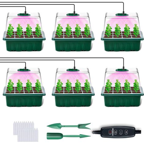 Kit de démarrage de plantes, Germination réutilisable avec dôme ventilé par humidité, lumière de croissance LED à spectre complet pour jardin (1/5)