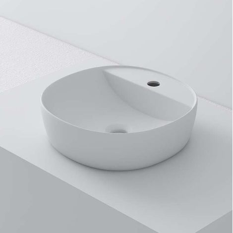 Lavabo à poser OC40 céramique 40,5x12x40,5 cm blanc (1/5)
