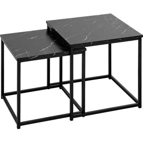 Set di 2 tavolini jones effetto marmo nero l37 33cm - Atmosphera créateur d'intérieur (1/5)