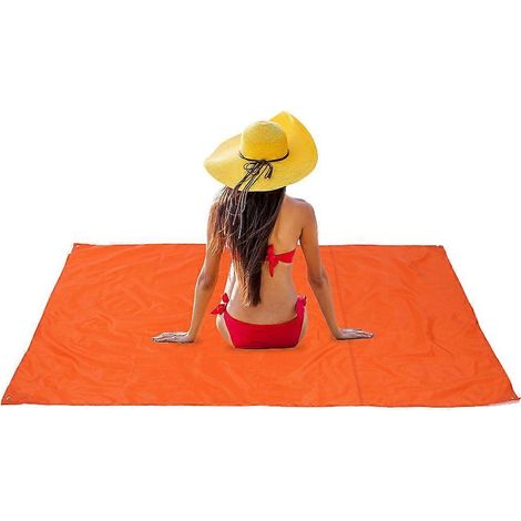 Tapis de tente extérieur, en tissu Oxford résistant à l'usure, bâche imperméable pour pique-nique - Orange (1/5)
