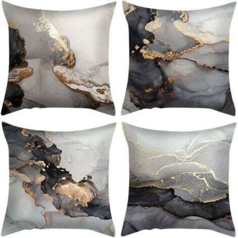 [JAMAIS UTILISÉ] Lot de 4 Housse de Coussin, Housse Coussin 45x45cm Housses de Coussin Taie d'oreiller Décoratif Canapé pour Chambre, Canapé, Chaise, Lit,Jardin(Texture de marbre) (1/4)
