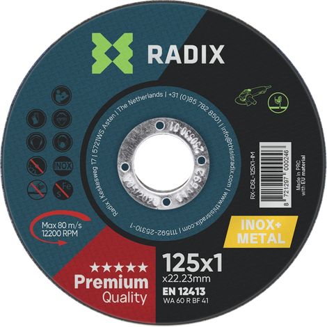 Disque à tronçonner inox et métal - Radix - Premium - 125 x 1 x 22.23 mm (1/2)