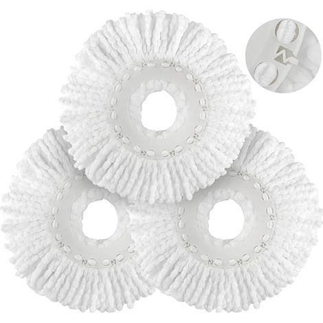 Tête de rechange ronde en microfibre de 16 cm (6,3 pouces) compatible avec le balai à franges essoreur Hurricane (1/5)