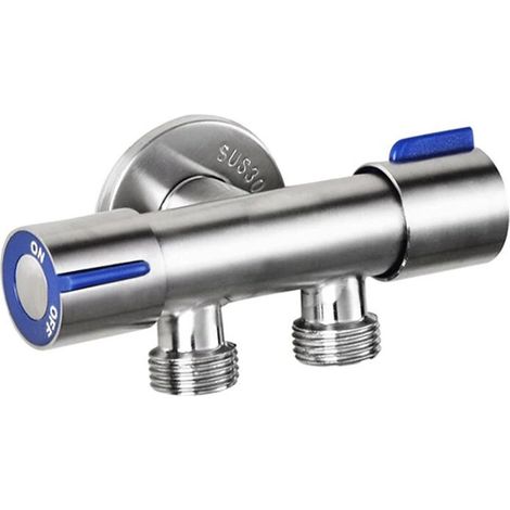 Robinet de salle de bain à double poignée et double commande, douchette à jet d'eau froide unique, robinet de toilette en acier inoxydable (1/5)