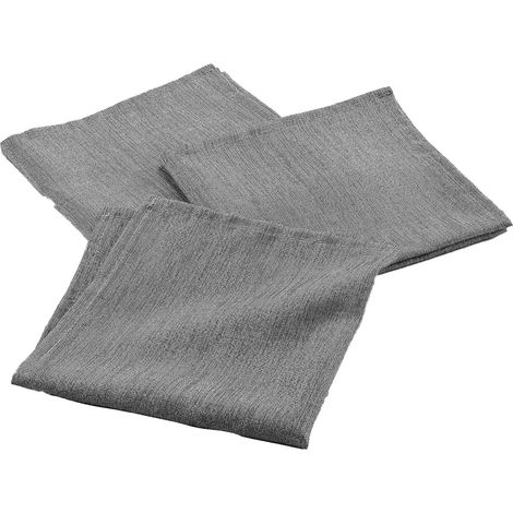 3 Serviettes de Table de Fête (40 x 40 cm) Gris/Argent, Polyester Uni et Fils Métallisés (1/4)