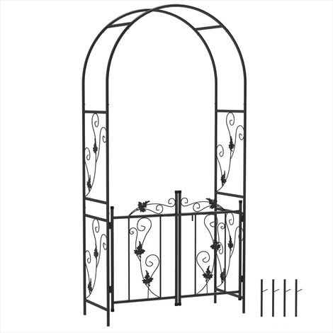 Arche de jardin en acier avec double porte pour plantes Noir (1/5)
