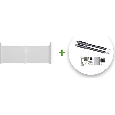 Portail battant électrique EIGER 400x140cm blanc + Motorisation RANGER B150 (1/5)