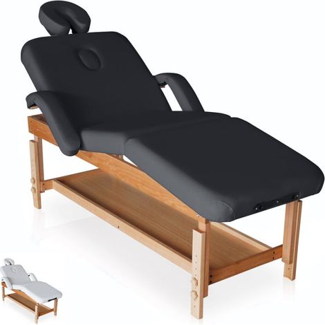 Lettino da massaggio legno fisso multiposizione 225 cm Massage-pro - Nero