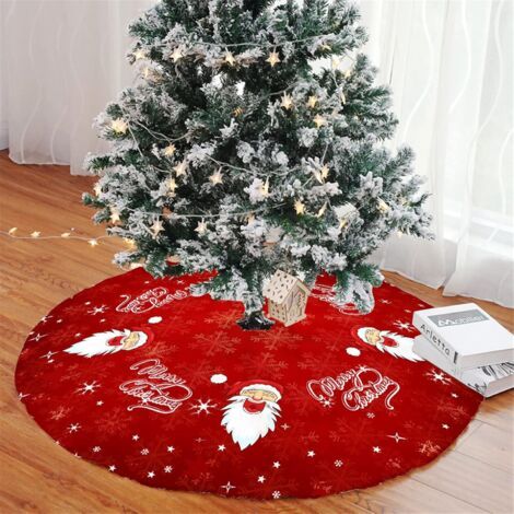 Sollbry Jupe de Sapin de Noël Rouge Blanc, Imprimé Tapis de Sapin de Noël Rond Couverture d'arbre de Noël pour Décorations fête de Noël, Maison, Vacances (Père Noël,120cm) (1/5)