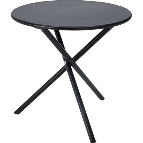 Mesa de acero plegable, negra, ø48 x 48 cm