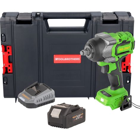 Procraft PWA36bb Akku Schlagschrauber 20 V 850 Nm 1/2" Brushless + 1x Akku 4,0 Ah + Ladegerät + RHINO Toolcase (1/5)