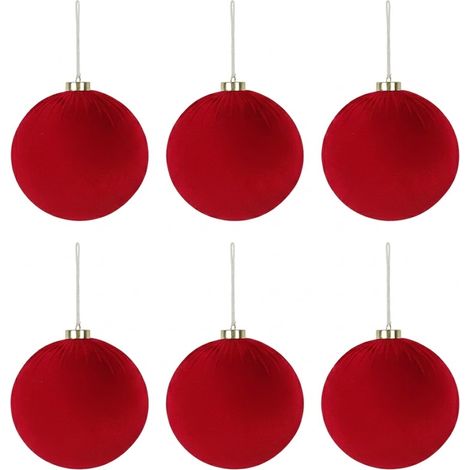 Set di 6 Palle grandi per albero di Natale  15cm Velluto rosso Decorazione   Effetto Velluto  addobbo gigante rosso per un Albero Elegante  Addobbi Natalizi per Casa, Ufficio e Locali commerciali (1/5)