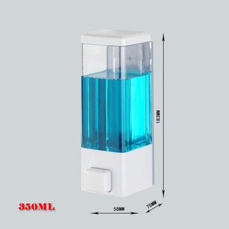 Dispenser di sapone manuale con pulsante, dispenser igienico a parete per disinfettante, sapone liquido, ecc., fissaggio a vite, 350 ml, 6 x 18,5 (1/5)