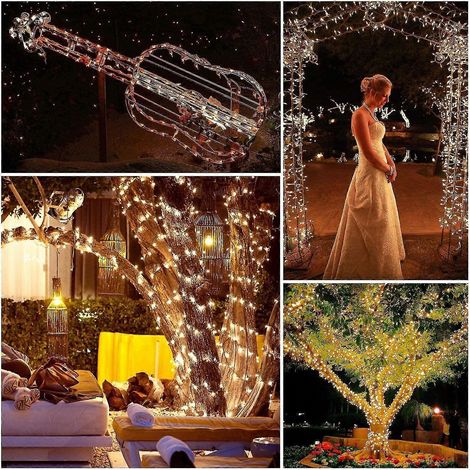 328 pies de luces navideñas con 1000 LED, luces de hadas blancas cálidas, enchufables con 8