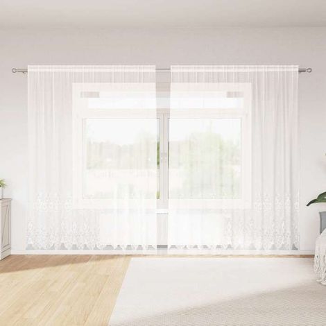 4107783 Rideau en Dentelle avec des rideaux Blanc 245x300cm Polyester (1/5)