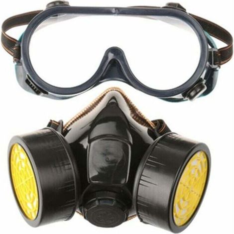 Masque à gaz professionnel masque de peinture au charbon actif respirateur avec 2 filtres anti-poussière, pesticides, formaldéhyde, laque colorée (1/5)
