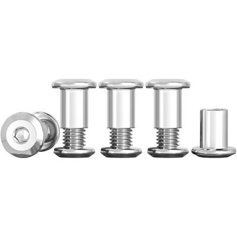 Lot de 10 vis de connexion M4 x 10 mm - En acier inoxydable A2 V2A - Écrou douille M4 - Pour meubles, armoires, planches en bois (10 vis de meubles, 10 écrous douilles)