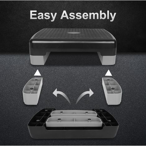 Plataforma de step aeróbico ajustable de 45,72 cm, negra y gris DESVIAE (1/5)