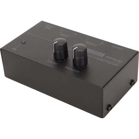 Préamplificateur Phono pour Platine Vinyle, Préamp avec Contrôle Volume, Faible Bruit, Alimentation Large 100-240V, Compatible Prises Europe