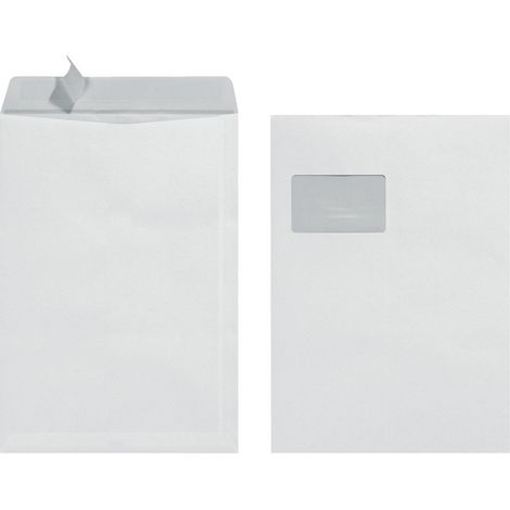 Herlitz, buste per lettere, formato C4, 90 g, aletta adesiva, con finestra, con stampa interna, termosigillate, bianco 25 pezzi (1/3)