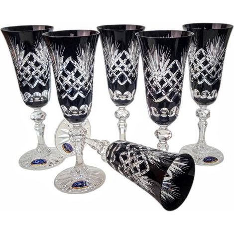 Verres à champagne en cristal noir 150 ml Ananas