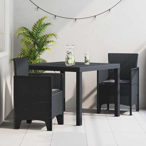 Set da Pranzo per Giardino 3 pz Antracite Polipropilene vidaXL (1/5)