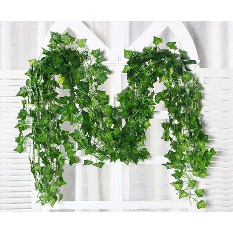 Lot de 6 Guirlandes Vigne Artificielle 2,2 m, Plante Retombante Feuilles pour Décoration Mur Intérieur Extérieur (1/2)