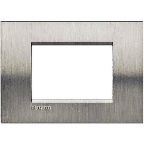 Bticino wohnlichtplatte 3 module farbe stahl gebÜrstet lna4803acs