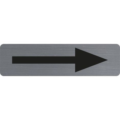 Exacompta - Ref. 67165E - 1 cartello adesivo per porta Freccia nera - Cartello murale stampato per segnaletica - Su tutti i supporti - Aspetto alluminio spazzolato - Dimensioni : 16,5 x 4,4 cm (1/2)