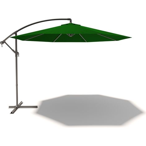 Ombrellone 3x3 M Decentrato Retrattile Braccio Rotabile 360° Chiusura Manovella Base A Croce Giardino Esterno Piscina Bar In Acciaio Inossidabile Telo 180 g/m2 Impermeabile Anti UV (Verde)
