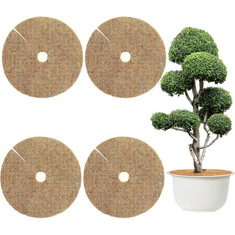 4 Pièces 30cm Tapis de Coco, Tapis de Coco Protection, Tapis Coco Plantes, Disque de Paillage, pour Plantes en Pot, Protéger Les Racines des Plantes en Pot du Gel (1/5)