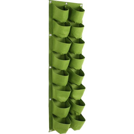 Jardinière murale suspendue verticale à 16 poches pour plantes d'extérieur (1/5)