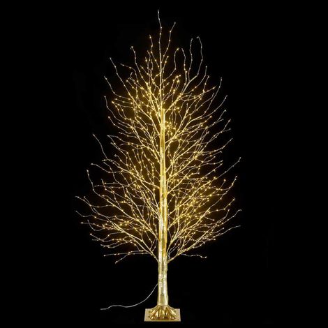 Albero Natalizio Dorato con 1300 Luci Led Bianco Caldo per Interni ed Esterni Altezza 1,8 Metri 225 Rami (1/4)