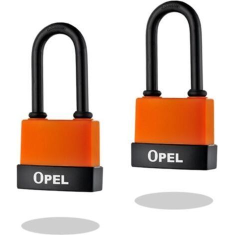Cadenas Haute Sécurité [A Clé] [Boîtier en plastique PVC anti-poussière] [Extérieur - Anti-rouille] [Pack de 2] - Idéal pour les remises,garages,clôtures et les portails L55mm couleur orange (1/4)