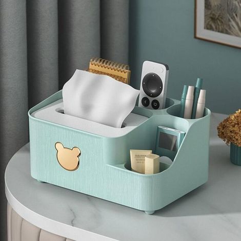 Boîte à mouchoirs, boîte à mouchoirs décorative, porte-télécommande, boîte à mouchoirs à cinq compartiments, organiseur de boîtes à mouchoirs (1/4)