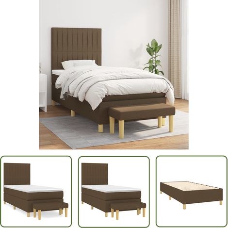 The Living Store Boxspringbett mit Matratze Dunkelbraun 100x200 cm Stoff - Boxspringbett - Doppelbett - Bettenrahmen - Matratze - Bettzeug (1/5)