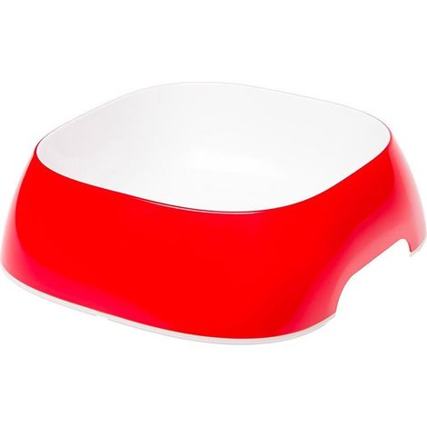 Ferplast GLAM Ciotola in plastica per cani e gatti. Capacità 1,2 litri.. Variante LARGE - Misure: 23.5 x 22.5 x h 7 cm - 1.2 L - Rosso