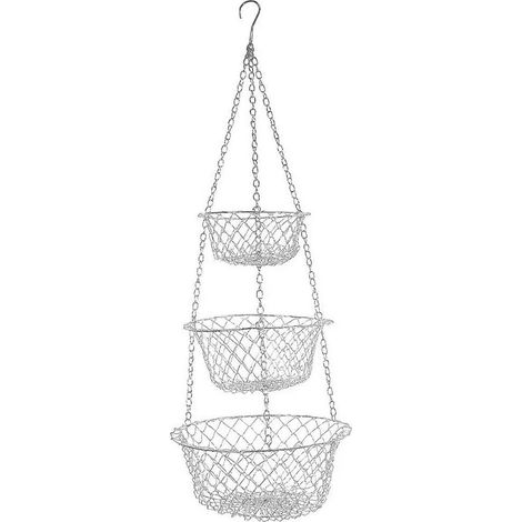 1 Panier suspendu, fil de fer robuste, 3 niveaux, rangement fruits légumes, cuisine gain de place (1/5)
