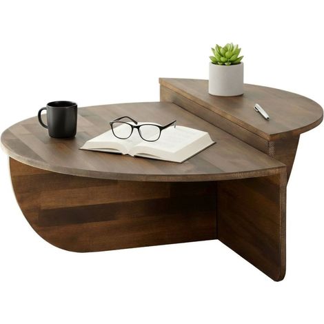 Dmora - Wohnzimmertisch Canopus, Niedriger Wohnzimmertisch, Kaffeeregal, Couchtisch für Sofa, 90x60h35 cm, Nussbaum, mit verstärkter Verpackung