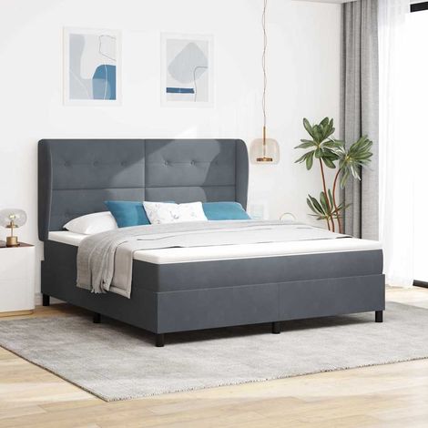 Boxspringbett mit Matratze Dunkelgrau 200 x 180 cm Samt (1/5)