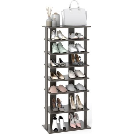 Zapatero ajustable de 7 niveles, ahorra espacio, gris