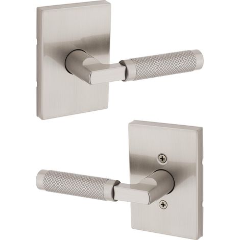 Poignée moletée pour porte intérieure de placard et de couloir, poignée réversible non verrouillable, nickel satiné, avec protection (1/5)