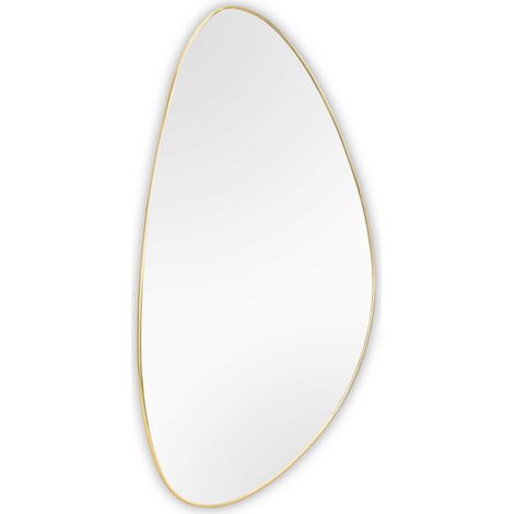 Miroir mural oval en verre or – Design moderne – Dimensions 60x80cm – Pour décoration intérieure élégante – Boite A Design
